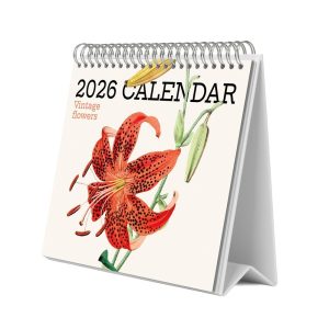 CALENDARIO DE ESCRITORIO 2026 FLORES VINTAGE