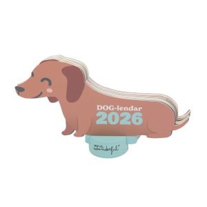 CALENDARIO DE SOBREMESA 2026 CON PEANA PERRO SALCHICHA