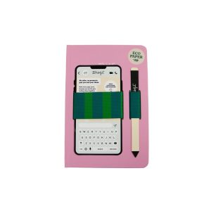 LIBRETA A5 CON SOPORTE PARA MOVIL ROSA