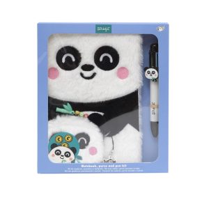 SET DE LIBRETA A5 + MONEDERO + BOLIGRAFO BORRABLE PANDA