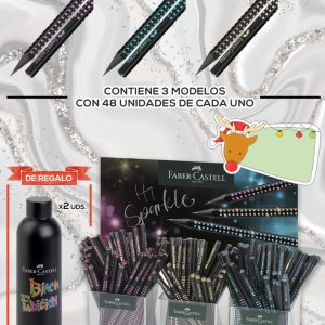 EXPOSITOR 144 LAPIZ FABER CASTELL SPARKLE MIDNIGHT+BOTELLAS