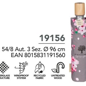 PARAGUAS MUJER MINI PLEGABLE 54/8 AUT, 3 SECT, FLOR CEREZO