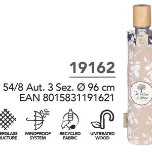 PARAGUAS MUJER MINI PLEGABLE 54/8 AUT, FLORES BLANCAS