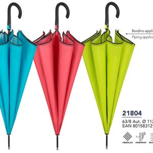 PARAGUAS MUJER 63/8 AUT, COLORES SOLIDOS CON RIBETE