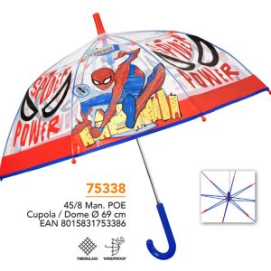 PARAGUAS INFANTIL 45/8 MAN, POE TRANSPARENTE SPIDERMAN