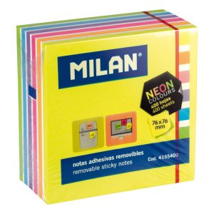 TACO NOTAS ADHESIVAS MILAN 76X76 MM 6 COLORES 400 HOJAS