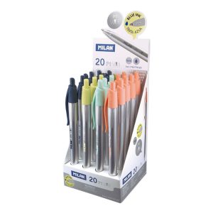 EXP, 20 UDS BOLIGRAFO MILAN P1 SILVER TINTA AZUL 1MM