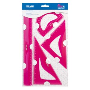 JUEGO DE REGLAS MILAN 30 CM FLEXIBLE ROSA