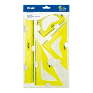 JUEGO REGLAS MILAN 30CM FLEXIBLE AMARILLO