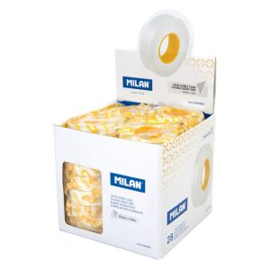 EXPOSITOR 28 ROLLOS CINTA ADHESIVA DOBLE CARA 15MMX10