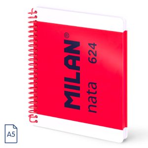 CUADERNO A5 ESPIRAL TAPA DURA CUADROS 5X5 80H NATA 624 ROSA