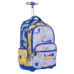 MOCHILA ESCOLAR RUEDAS 6 CREMALLERAS SERIE BLUE ODYSSEY