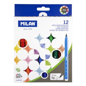 CAJA 12 ROTULADORES COLORES MILAN PUNTA FINA
