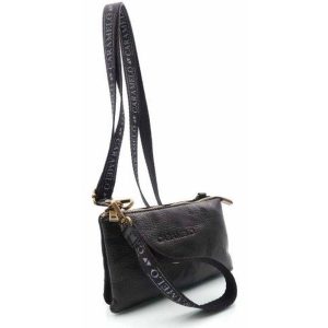 BOLSITO PIEL BANDOLERA 2 COMPARTIMENTOS VEGETAL NEGRO