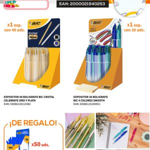 LOTE EXPOSITOR BOLIGRAFO CELEBRATE + 4 COLORES SMOOTH + 50