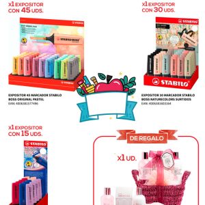 LOTE MARCADOR STABILO BOSS + CESTA BA?O CHAMPAN ROSADO