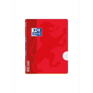 LIBRETA GRAPADA TAPA PLASTICO A5+ 48H CUADRO 4MM ROJO