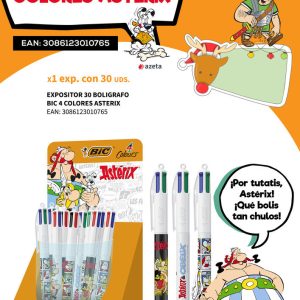 EXPOSITOR 30 BOLIGRAFO BIC 4 COLORES ASTERIX
