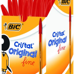 BOLIGRAFO BIC CRISTAL FINE ROJO NARANJA TRANSPARENTE