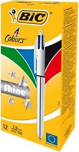 BOLIGRAFO BIC 4 COLORES SHINE SILVER