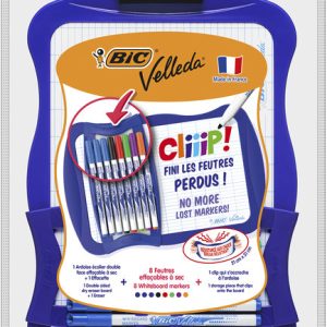 PIZARRA BIC VELLEDA CLIP 21X31 + 8 ROTULADORES PIZARRA