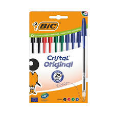 BOLIGRAFO BIC CRISTAL MEDIO CAJA 10 UDS COLORES BASICOS