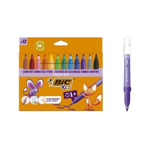 ROTULADOR BIC KIDS COMFORT GRIP 12 COLORES