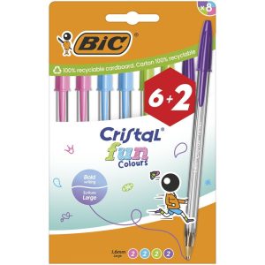 BOLIGRAFO BIC CRISTAL LARGE FUN 8 UNIDADES SURTIDAS