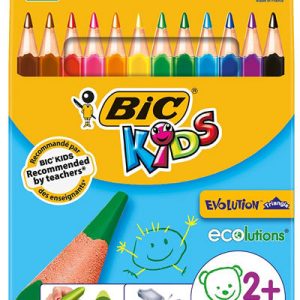 LAPIZ BIC KIDS EVOLUTION TRIANGULAR 12 COLORES SURTIDOS