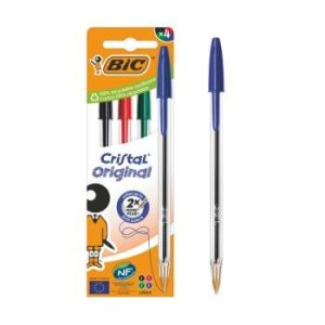 BOLIGRAFO BIC CRISTAL ORIGINAL BLISTER 4 COLORES SURTIDOS