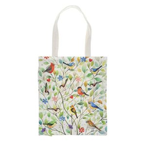 BOLSA DE TELA SHOPPING CON ASAS FLORES PAJARITOS