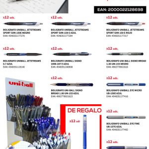 EXPOSITOR 144 BOLIGRAFOS UNIBALL + BOLIGRAFO BORRABLE