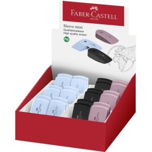 EXPOSITOR 24 GOMA FABER CASTELL SLEEVE MINI 3 COLORES SURTI