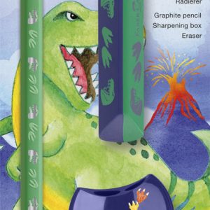 SET LAPIZ JUMBO+GOMA+ AFILALAPIZ DINOSAURIO GRAFITO HB VERD