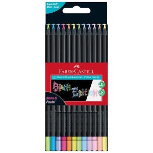 LAPIZ FABER CASTELL BLACK EDITION 12 COLORES PASTEL/NEON