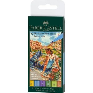 ROTULADOR FABER PITT BRUSH ESTUCHE 6 TONOS SUMMER TIMES