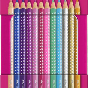 LAPIZ FABER SPARKLE 12 COLORES SURTIDOS ESTUCHE METALICO