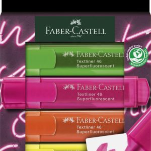 MARCADOR FABER CASTELL 1546 4 COLORES FLUOR GENERACION Z,