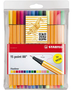 ROTULADOR STABILO POINT 88 ESTUCHE PLASTICO 15 UNIDADES