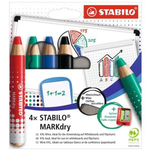 LAPIZ STABILO MARKDRY PIZARRA BLANCA BLISTER 4 COLORES