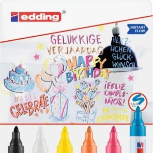 MARCADOR EDDING 95 PARA VIDRIO 6 COLORES BASICOS