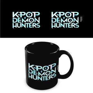 TAZA NEGRA 325 ML K-POP DEMON HUNTERS K POP LOGO