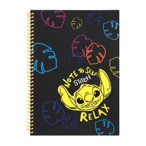 CUADERNO A4 ESPIRAL 100 HOJAS CUADRICULA STITCH BLACK RELAX