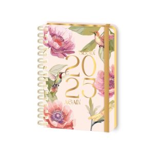 AGENDA ANUAL ESPIRAL D/P FLORAL GOLD MOOVING