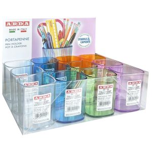EXPOSITOR 12 PORTALAPICES DE PLASTICO TRANSPARENTE SURTIDO