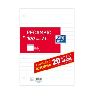 RECAMBIO A4 100H HORIZONTAL 4 TALADROS OXFORD SCHOOL