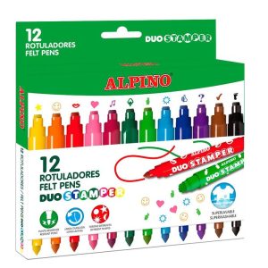 ROTULADOR ALPINO DUO STAMPER 12 COLORES SURTIDOS