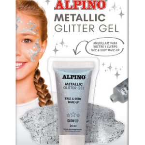BLISTER MAQUILLAJE ALPINO GLITTER GEL METALICO PLATA