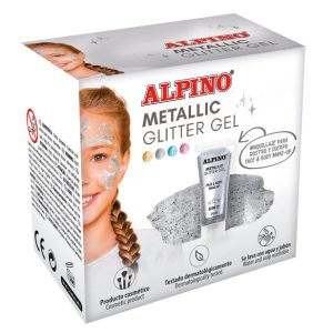 MAQUILLAJE ALPINO GLITTER GEL METALICO PLATA