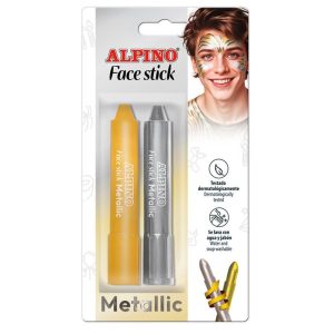 BLISTER 2 BARRAS FACE STICK METALLIC GOLD SILVER 5GR